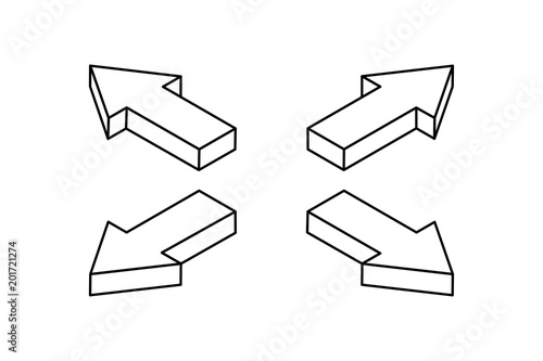 Arrows combination. Outline icons