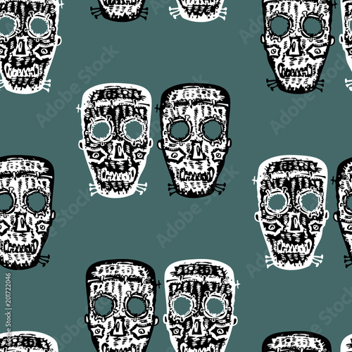 Seamless background of the horrendous masks