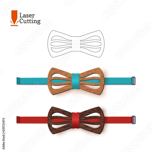 Laser cut bow-tie template. Vector silhouette for cutting a bow tie on a lathe made of wood, metal, plastic. The idea of design of a stylish accessory.