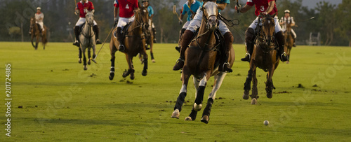 At Night Polo player and horse playing