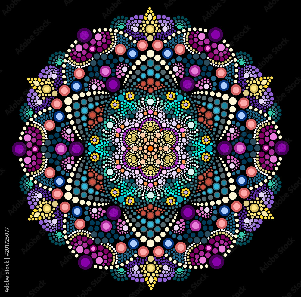 Dot painting meets mandala 2 18. Aboriginal style of dot painting and power  of mandala Stock-Illustration | Adobe Stock