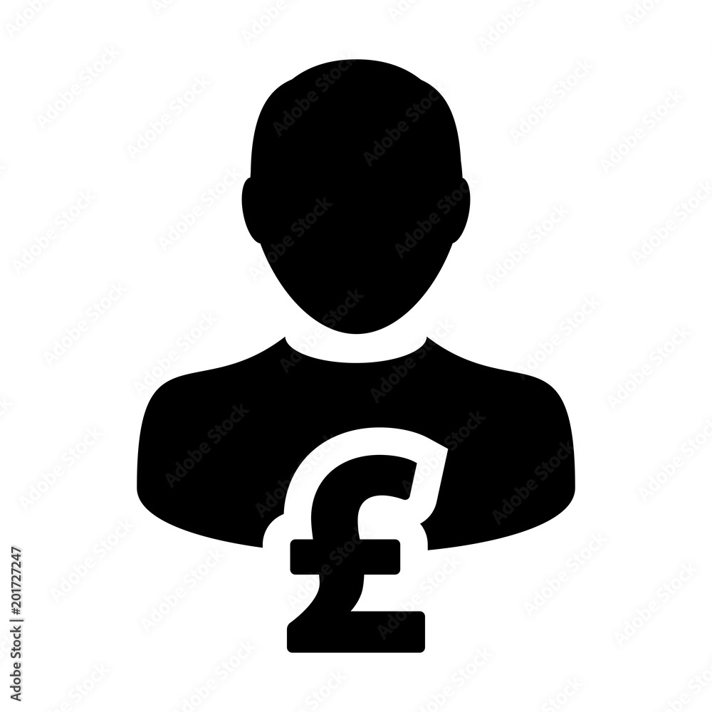 British Pound Symbol Sign Icon Vector Currency With Person Male Avatar for Business and Finance in Flat Color Glyph Pictogram illustration British Pound Symbol Sign Icon Vector Currency With Person Male Avatar for Business and Finance in Flat Color Glyph Pictogram illustration