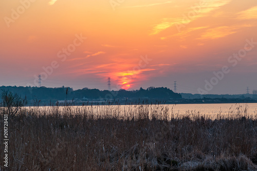 Sunset over Lake Inba-numa in Chiba, Japan