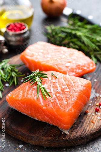 Salmon. Fresh salmon fish. Raw salmon fish fillet