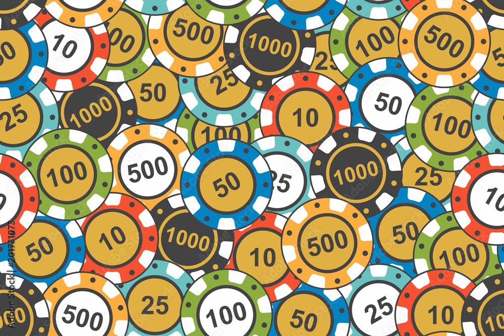 Different Colorful Casino Chips. seamless pattern