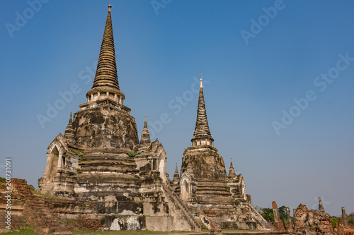 Towers of the ancient ayutthaya city the old capital of Siam