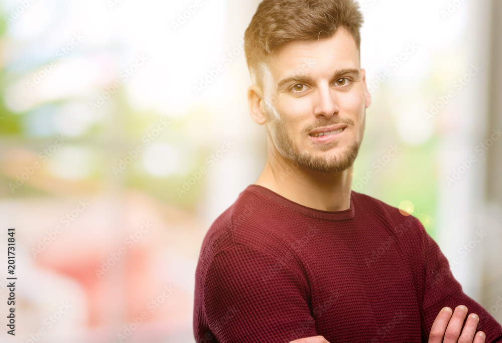 Handsome young man nervous and scared biting lips looking camera with impatient expression, pensive Handsome young man nervous and scared biting lips looking camera with impatient expression, pensive