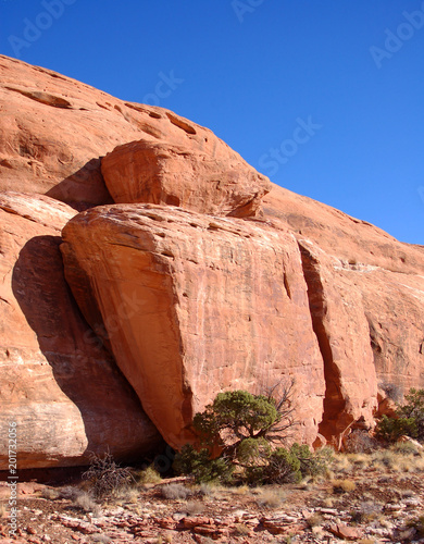 Red rock cliffs in the canyon country of the Bears ears area of Southern Utah in the desert badlands of Bisti De Na Zin In Notthern New Mexico photo