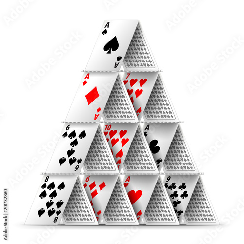 Card house isolated on white vector
