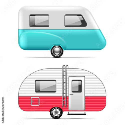 Travel trailer isolated on white vector