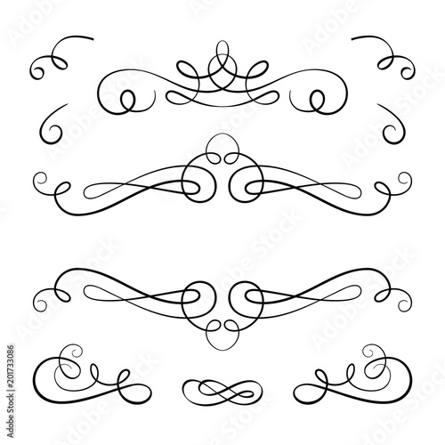 Scroll elements, set of vintage calligraphic vignettes