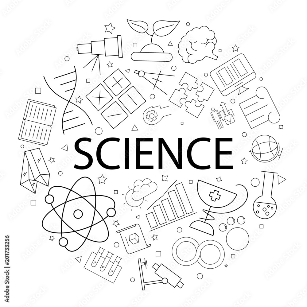 Vector science pattern with word. Science background