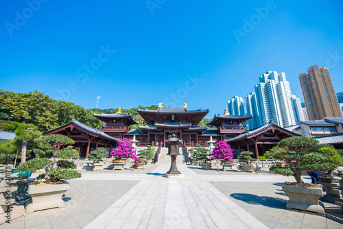Chi Lin Nunnery Temple is famous and beautiful place in Kowloon, Hong Kong