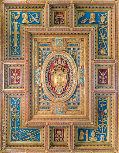 Pope Pius IV Medici family coat of arms in the Basilica of Saint John Lateran in Rome. photo