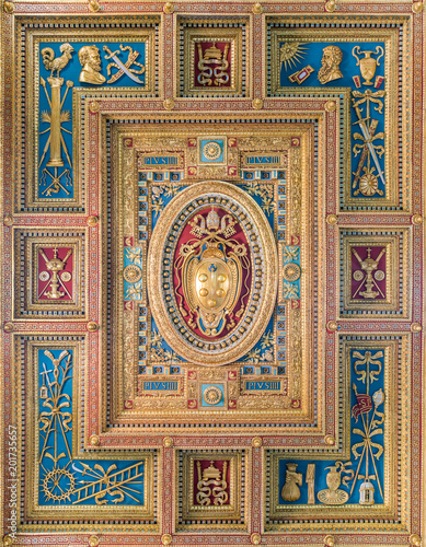 Pope Pius IV Medici family coat of arms in the Basilica of Saint John Lateran in Rome.