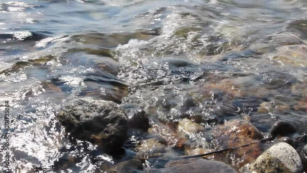 Rapid flow of the beautiful mountain river Rapid flow of the beautiful mountain river
