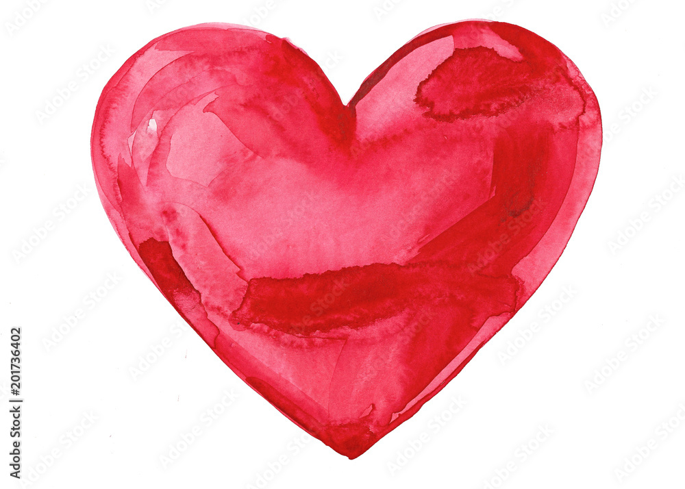 Red watercolor painting of heart