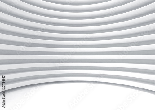 3d rendering. Abstract white curve pattern wall background.