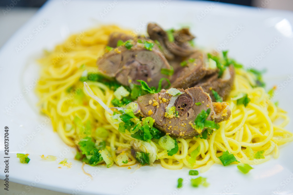Chinese yellow noodle with boiled pork bone Chinese yellow noodle with boiled pork bone