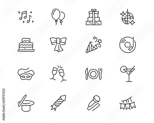 party hand drawn icon design illustration, line style icon, designed for app and web