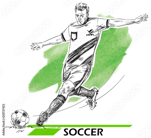Soccer, football player illustration. Vector image isolated on white. 