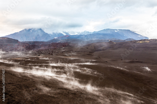 Volcanic landscape near active volcano Tolbachik, Kamchatka, Russia