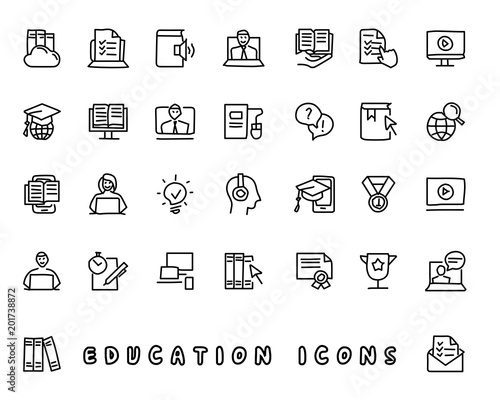 education hand drawn icon design illustration, line style icon, designed for app and web