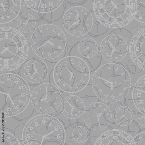 Seamless pattern composed of images hours. Vector illustration.