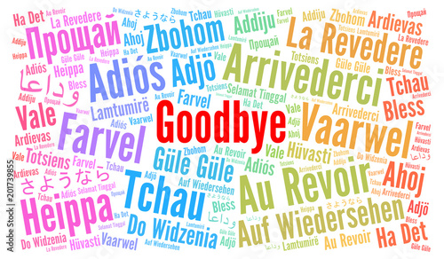 Goodbye in different languages word cloud photo