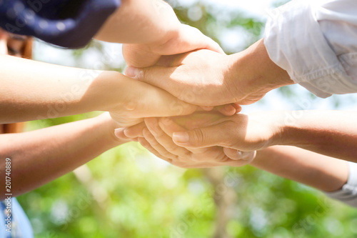 Fotografía Hand of people assemble corporate Meeting Teamwork and harmonious Symbol