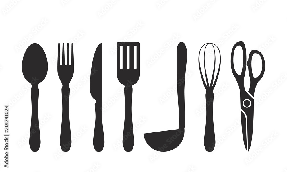 Cutlery icon. A set of icons in the style of flat design. Cutlery icon. A set of icons in the style of flat design.