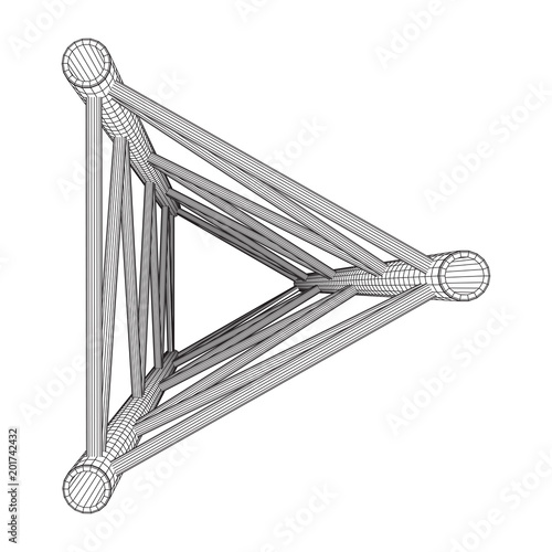 Truss girder element. Wireframe low poly mesh vector illustration.