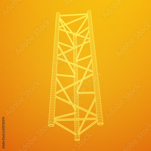 Truss girder element. Wireframe low poly mesh vector illustration.