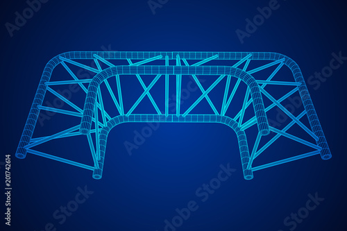 Truss girder element. Wireframe low poly mesh vector illustration.