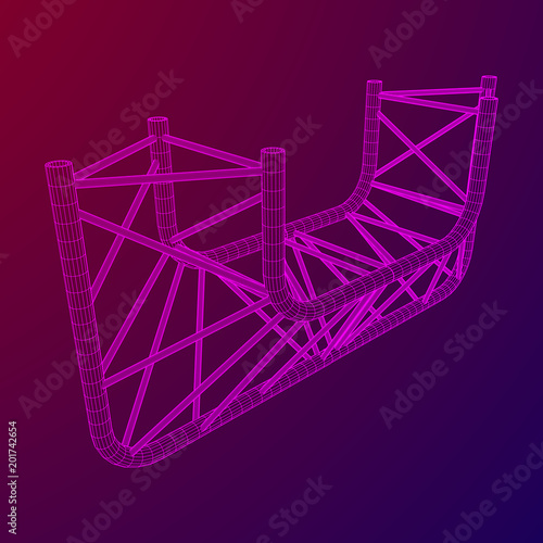 Truss girder element. Wireframe low poly mesh vector illustration.