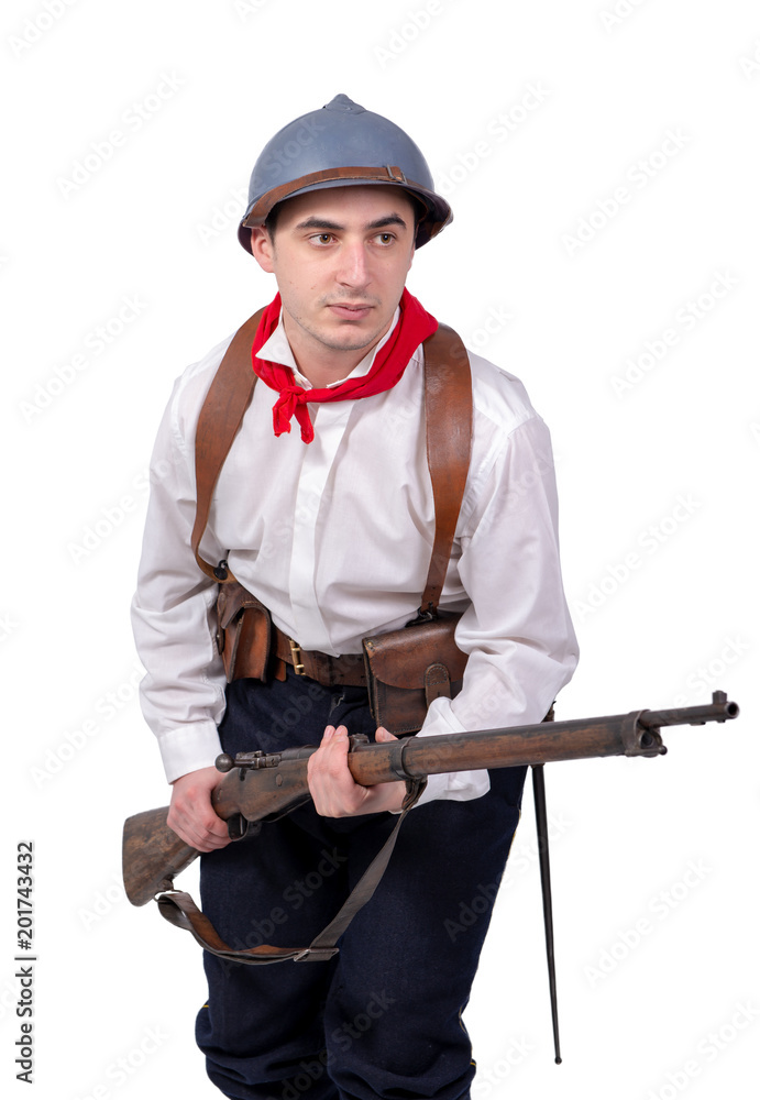 portrait of french resistant on the white background portrait of french resistant on the white background