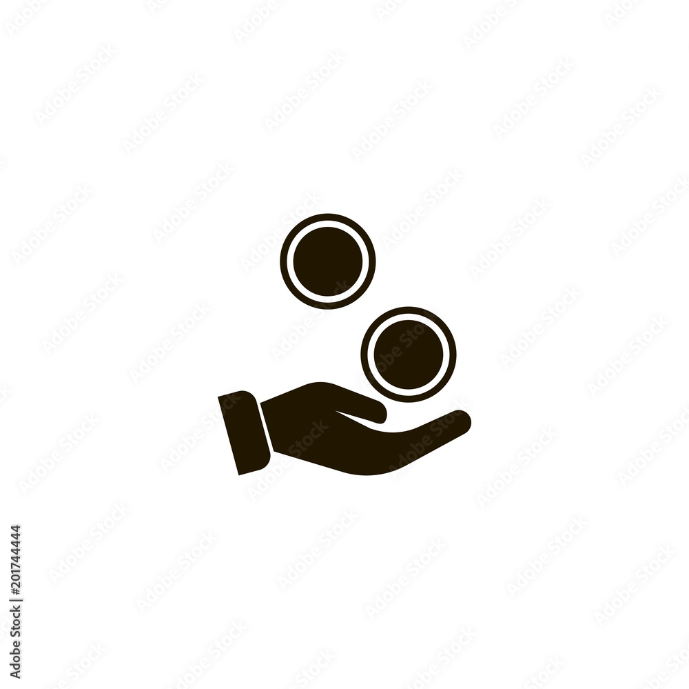 hand with coin icon. sign design hand with coin icon. sign design