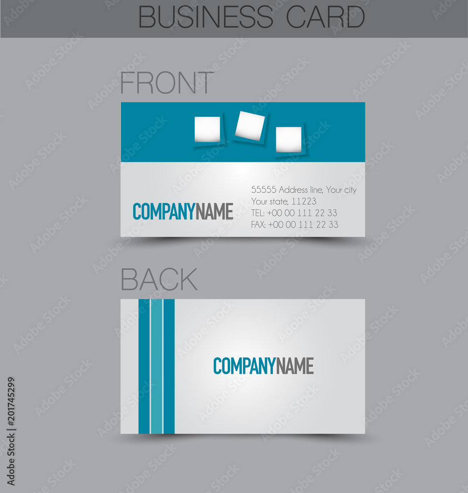 Fototapeta premium Business card set template for business identity corporate style. Blue color. Vector illustration.
