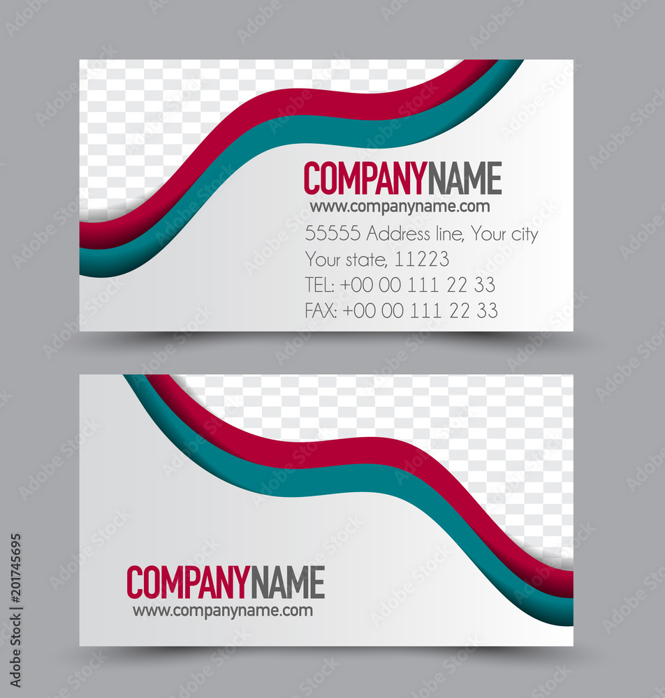 Fototapeta premium Business card set template for business identity corporate style. Vector illustration. Red and blue color.