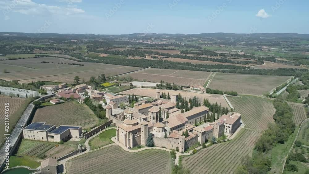 Aerial view of Poblet Monastery in Catalonia Spain Aerial view of Poblet Monastery in Catalonia Spain
