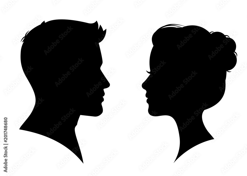 Man and woman silhouette face to face – vector Stock Vector | Adobe Stock