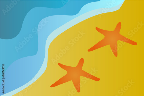 Playa con dos estrellas de mar