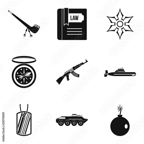 Ammunition icons set. Simple set of 9 ammunition vector icons for web isolated on white background