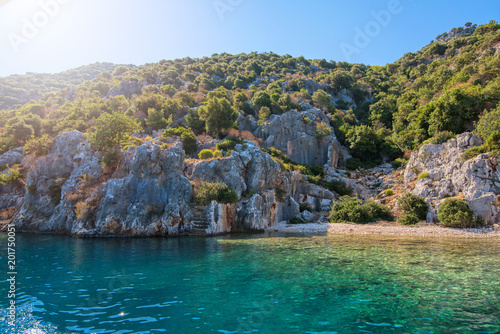 Sea, near ruins of the ancient city on the Kekova island, Turkey