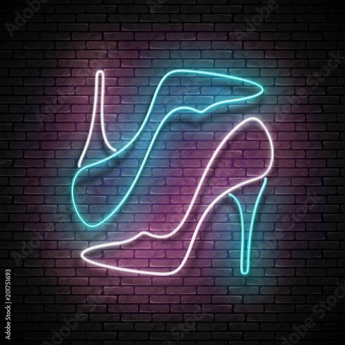 Vintage Glow Signboard with Pair of High Heel Shoe