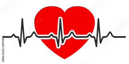 Heart pulse, one line, cardiogram, heartbeat - vector for stock