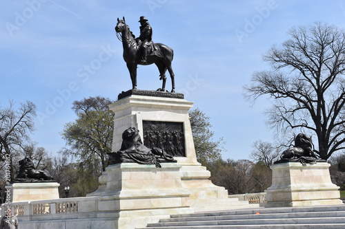 Black iron sculpture of Ulysses Simpson Grand near the Capitol in Washington D. C in the USA