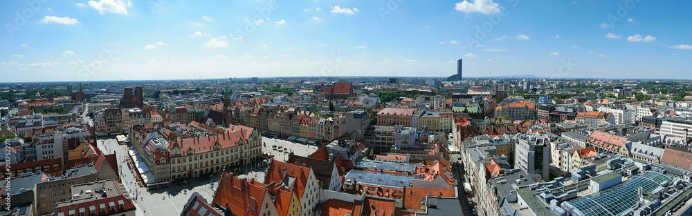 Naklejka premium Panorama miasta Wrocławia Polska Stare miasto