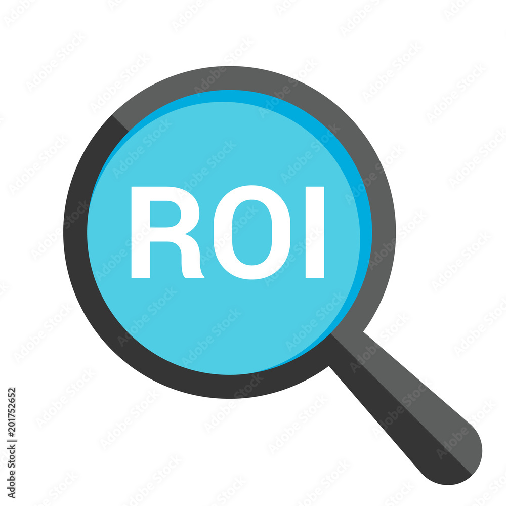 Finance Concept: Magnifying Optical Glass With Words Roi Finance Concept: Magnifying Optical Glass With Words Roi