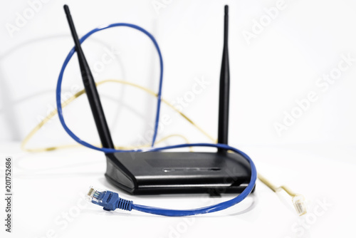 Black internet router.